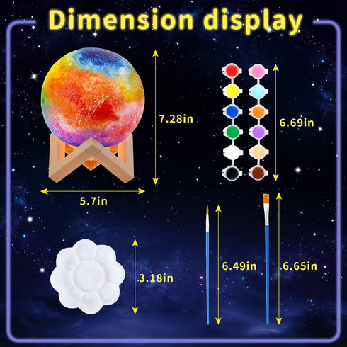 Paint Your Own Moon Lamp Kit, DIY 3D Moon Light, Galaxy Lamp, Arts & Crafts Kit for Teens Boys Girls, Birthday Gifts