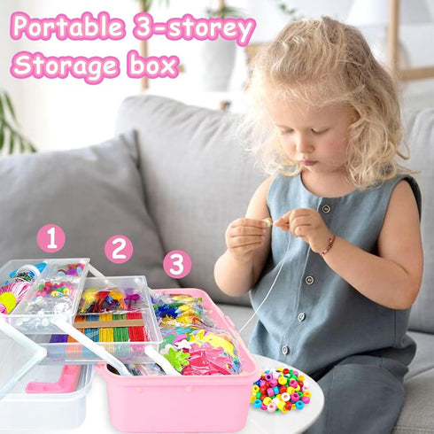 3000 3 4-6, 6-8, 8-12 Set Arts and Crafts Supplies for Kids Craft Kit All in Layered Craft Box with Pipe Cleaners