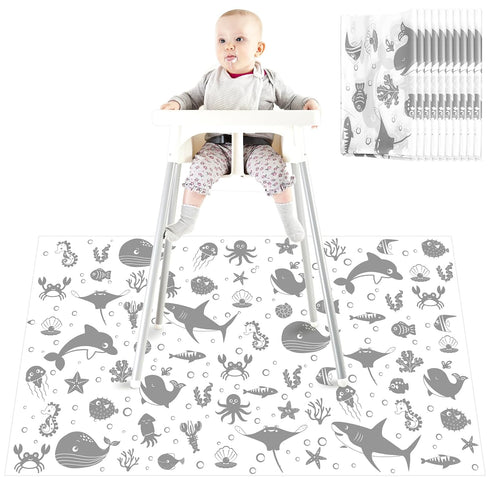 Drydiet 100 Pack 28"x47" Disposable Floor Splat Mats for Under High Chair