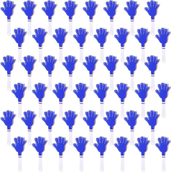 ZCYSRLQIN 48 Pcs Red/White/Blue Hand Clappers 7.5 Inch Noise Makers Plastic Clapping Hands