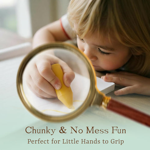 12 Soy & Beeswax Crayons for Toddlers, Colors Non-Toxic Natural Crayons, Chunky Easy-Grip Design for Little Hands