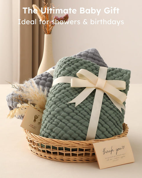 2 Pack 100% Kids,37.5"x37.5",Soft Yoofoss Hooded Baby Towels for Newborn Muslin Organic Cotton Baby Bath Towel