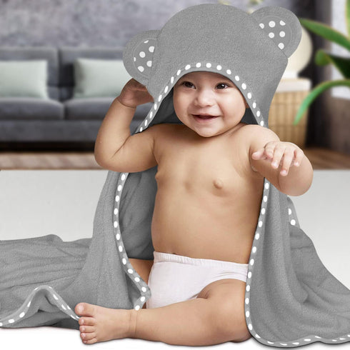 ELSVIN Set 2 35 35 Inch 400 of Hooded Baby Towels Blue and Grey Luxurious, Large and Super Absorbent x Soft