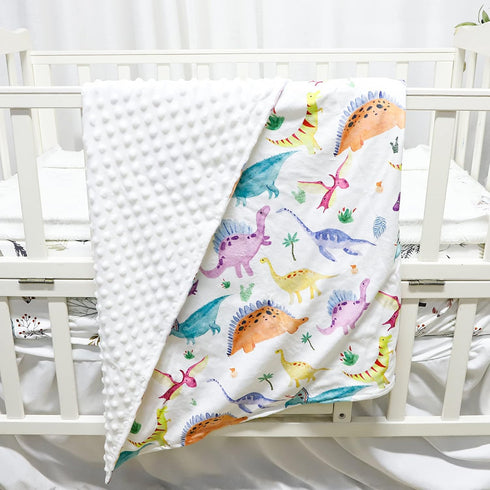 30 40 Inches Baby Mink Blankets, Dinosaur Toddler Blanket for Boys Girls, Soft Newborn Blanket with Dotted Backing