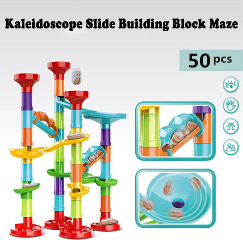 ailixinda 50 Set,STEM Set 15 PCS Marble Toy Premium Educational Building Block Toy,Marble Track Race with Glass Marbles