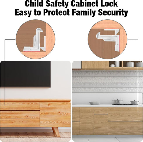 Countertop Overhangs(10 Pack) TOWODE Cabinet Locks Baby Proofing Cabinets Locks Child Safety Baby Proof Drawer Locks No
