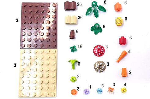 General Jim's Bright Colorful Vegetable Garden Plot Building Block Toy Playset, 165 Pc Modular Set for Teens and Adults