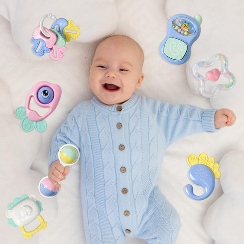 13PCS Baby Rattles 0-6 Months, Teething Toys with Storage Case, Best Newborn Present
