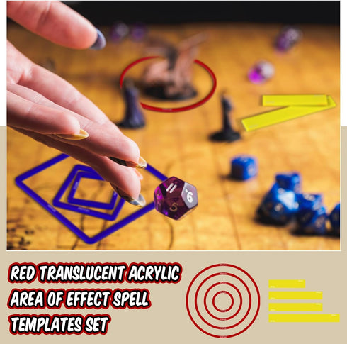 15 Pcs Spell AOE Damage Template Set - Translucent Acrylic Templates for Tabletop RPG Gaming Accessories