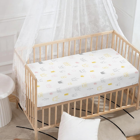 Streeyiu 52x28x8 Crown Baby Crib Sheets for Boys Girls Cute Crown Fitted Crib Sheet for Standard Crib and Toddler