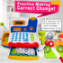 FUNERICA Toy Cash Register with Scanner, Microphone, Interactive Calculator, Grocery Food, Pretend Play Money