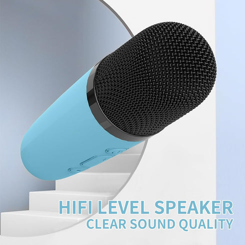 Mini Karaoke Machine for Kids, Portable Bluetooth Speaker with Wireless Microphone, Green Dinosaur Design