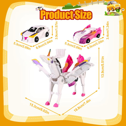 ZIYIME Set 3-6 Magnetic Transforming Cars Toy, Collision Transforming Car Robot Toys, Automatic Deformation of Magnetic