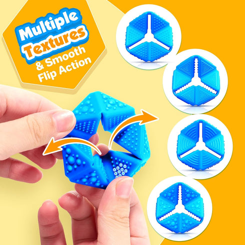 KLT Fidget Sensory Toys for Kids: Quiet Silicone Sensory Flip Cube with Textures - Calming Toys for Autism Kids Stress