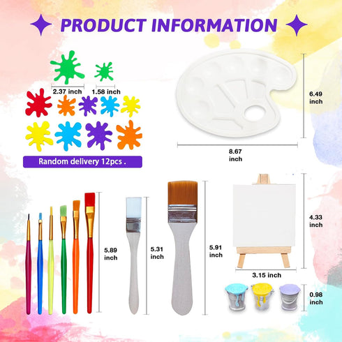 26 Pcs Art Cake Topper - Paint Cake Decorations with Paint Pen, Brush, Bucket for Kids Birthday Party