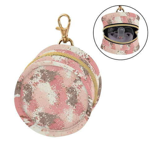 Textured Pattern Round Pacifier Storage Case with Zipper, Portable Pacifier Case for Travel, Diaper Bag & Purse