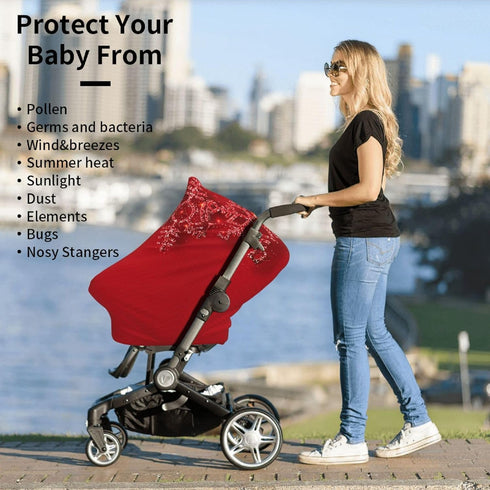 Schgap Christmas Car Seat Covers Canopy for Baby, Nursing Cover Breastfeeding Baby Carrier Cover Stretchy Carseat