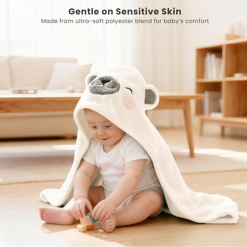 2-Pack 32" 32" Konssy Hooded Baby Towels, Soft & Absorbent Plush Fleece, Cute Animal Hood, Baby Bath Towels