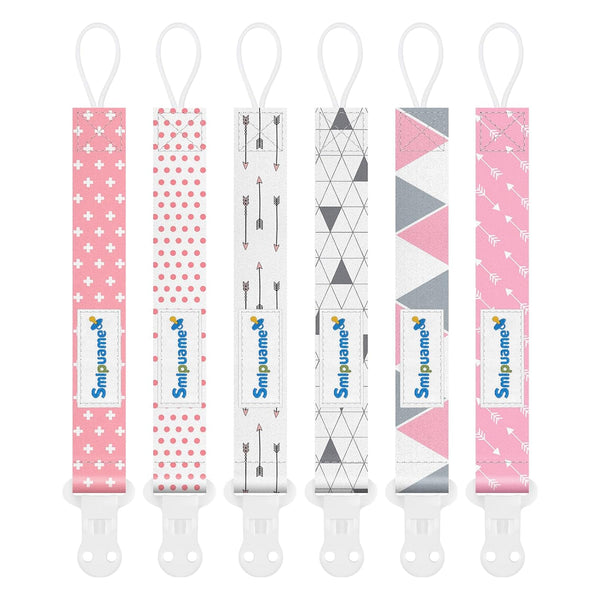 Smlpuame Pacifier Clip Girl,6 Pack Stylish Binky Clips Strap for Baby Girls,Paci