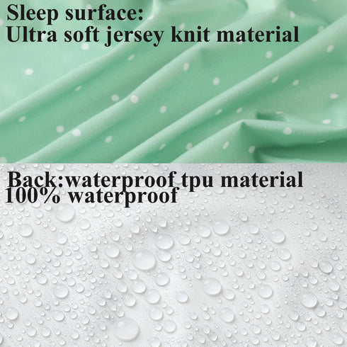 Fadacudan Set 2 Pack Waterproof Changing Pad Cover Stretch Jersey Knit Super Soft Green Botanical Leaf & Dots