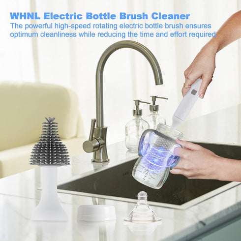 4 Set Electric Bottle Brush, Piece Bottle Brush with Baby Bottle Brush Cleaner, Nipple Brush, Pacifier Cleaner, Straw