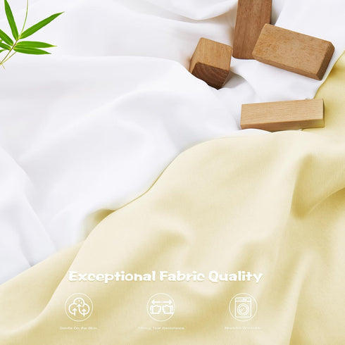 2 Pack Baby(52" 28") Vonty Breathable Fitted Crib Sheet for Boys and Girls - Rayon Derived from Bamboo, White & Beige