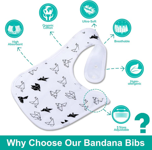 Baby Bibs Soft and Absorbent Organic Cotton Bandana Drool Bibs Set for Boys and Girls, Newborn 0-36 Months