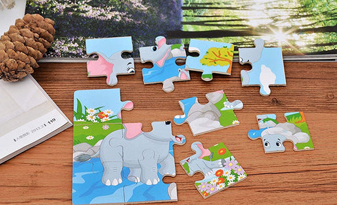 CCLIFE Set 2-5 12 (4 Wooden Jigsaw Puzzles for Kids Years Piece Colorful Wooden Educational Animal Puzzles Puzzles)