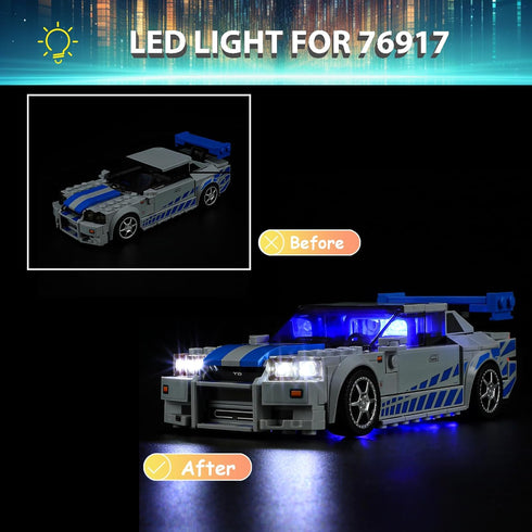 LED Light Kit for Lego Speed Champions Fast & Furious Nissan Skyline GT-R Toy Car Sets