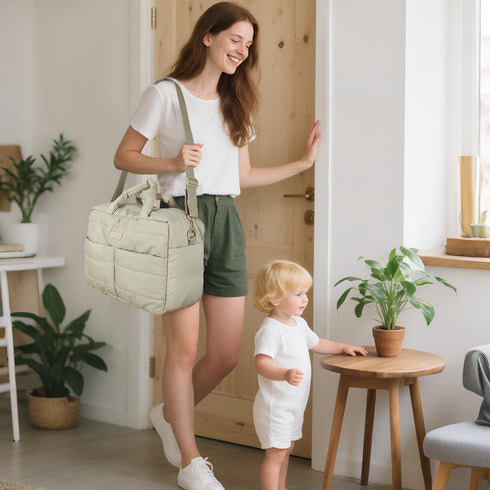 Buzz&Bloom Baby Diaper Bag Tote, Large Capacity Travel, Hospital Bag Functional with Changing Pad and Stroller