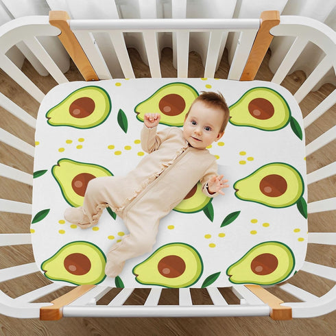 Set, Mattress#239 Fitted Crib Sheets for Boys Girls, Soft Breathable Comfortable Cartoon Avocado Baby Sheet Crib Sheets