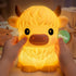 BPA-Free SiliconeHuggwaii Highland Cow Night Light for Kids, Dimmable Squishy Night Light