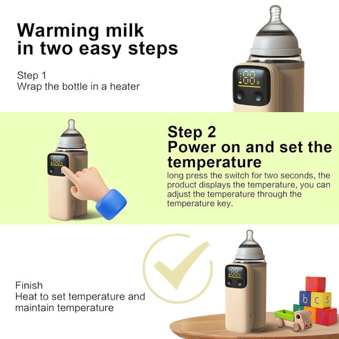 Portable Bottle Warmer for Travel, Fast Heating - Travel Bottle Warmer with Battery-Powered Temperature Display Bottle