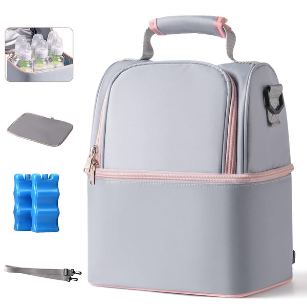 NCVI Breastmilk Cooler Bag with 2 Ice Pack, Breast Pump Bag with