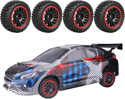 HobbyPark 12mm Hex PreGlued 1/10 RC Touring Car Wheels and Tires Set, 2.55" Tall, 1.02" 26mm Wide Soft Rubber for