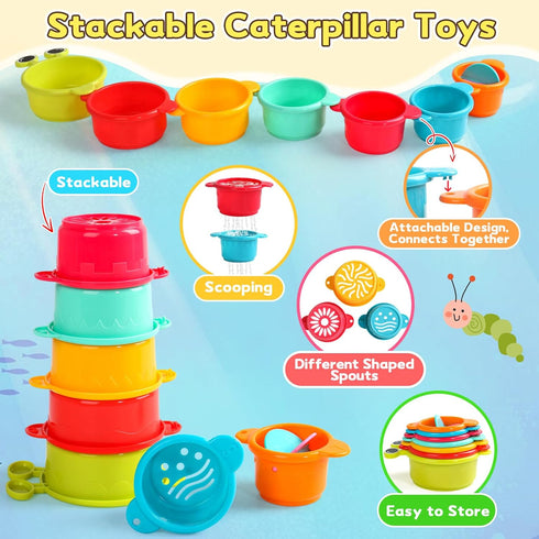 1-3 12+ 1+ 13 Zeewoo Baby Bath Toys for Kids Ages Toddler Bath Toys Mold Free Bathtub Toys for Months Pool Water Table