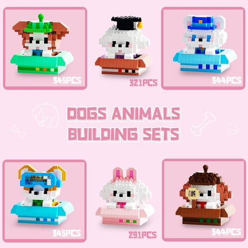6 Pack Set, 1990PCS 14+ HIGH GODO Animals Dog Party Favors Building Cute Animals for Goodie Bag Stuffers, Party Favors