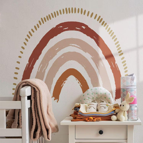 funlife Large Boho Rainbow Wall Decals Peel and Stick, Self Adhesive Boho Polka Dot Wall Decal Hearts Wall Sticker