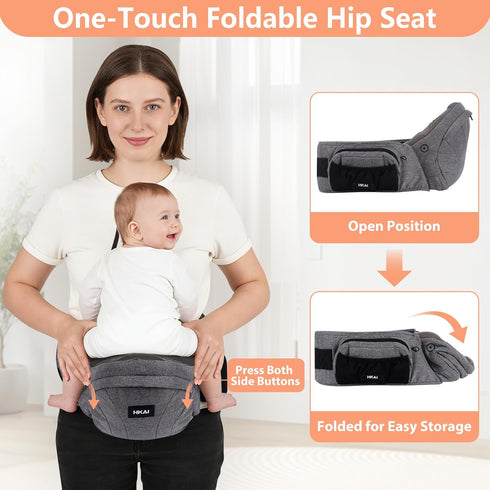HKAI Baby Hip Carrier,Baby Carrier with Adjustable Waistband & Breathable Mesh, Ergonomic Carrier with Non-Slip Hip