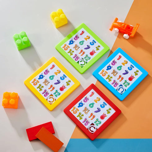 Sumind 8 Pieces Slide Puzzles for Kids, Colorful Plastic IQ Blocks Toys Brain Teaser Game Gift for All Ages