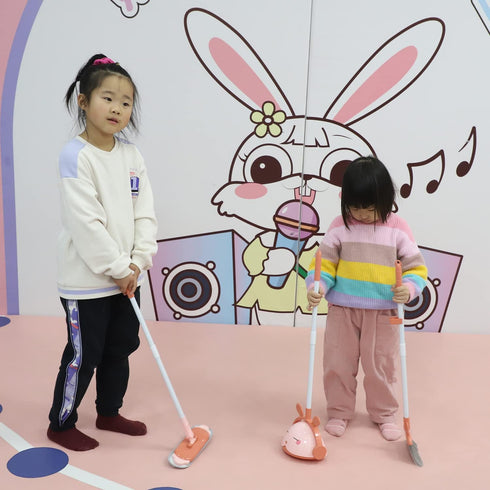 Kids Cleaning Toy Set, Mini Child Broom, Mop and Dustpan, 6pcs Little Housekeeping Helper Set for Toddler Age 1-5 (Pink)
