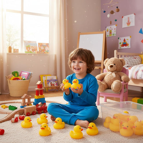 Ensbelei 20Pack, Yellow Rubber Ducks Bath Toys Bathtub Floating Squeaky Duck Bulk Baby Preschool Bath Toy for Baby