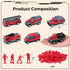 50PCS Set, 6PCS 44PCS 3 LovesTown Fire Truck Toy Die-cast Small Rescue Emergency Vehicles Red Fire Trucks Firemen Toy