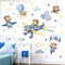 decalmile Airplane with Animals Wall Stickers Hot Air Balloon Bear Clouds Wall