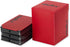 Vault X Trading Card Deck Box with 150 Black Card Sleeves, Fits 100+ Sleeved Cards, Storage Box for TCG (Red)