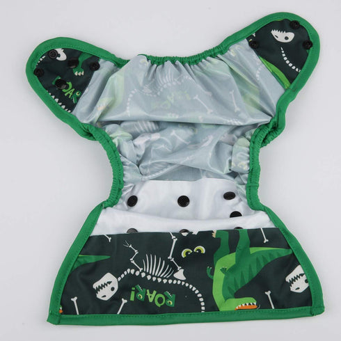 Sigzagor 8lbs 36lbs Baby Diaper Cover Nappy One Size to for Boys (Green Dinosaurs)