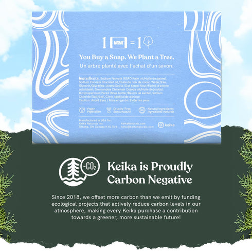 5 oz. Keika Baby Soap Bar Oat & Shea Unscented for Eczema, Psoriasis, Face, Body, Infant Kids Teens Men Women