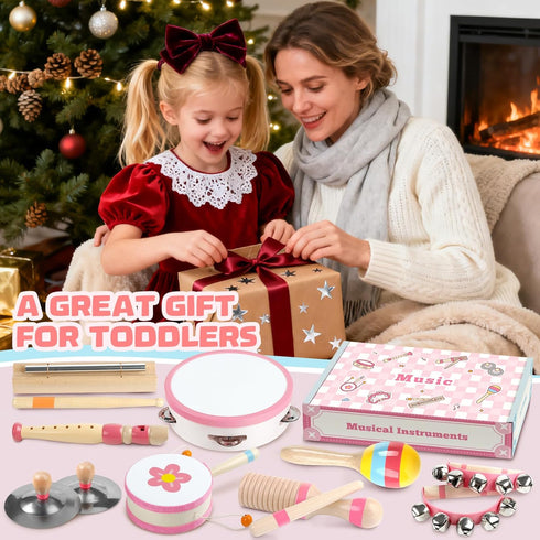 Rmischolar 1-3, Set, Baby Musical Instruments - Montessori Musical Toys for Toddlers Wooden Percussion Instruments Kids