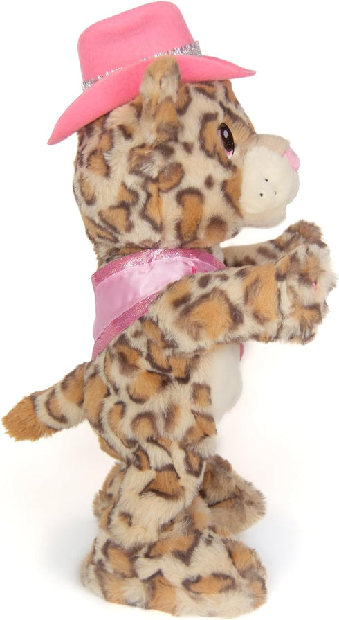 Cuddle Barn - Girl's Night Gina, 14 Inches Animated Musical Singing Dancing Party Leopard Plush Toy