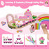 Set 43PCS Sets SIMPLIPLAY Wooden Train - Unicorn Magnetic Toy Train with Wooden Train Tracks & Bridge for Girls